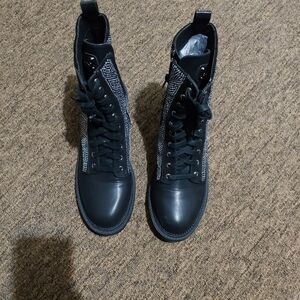 bebe Black Lace Up Boots